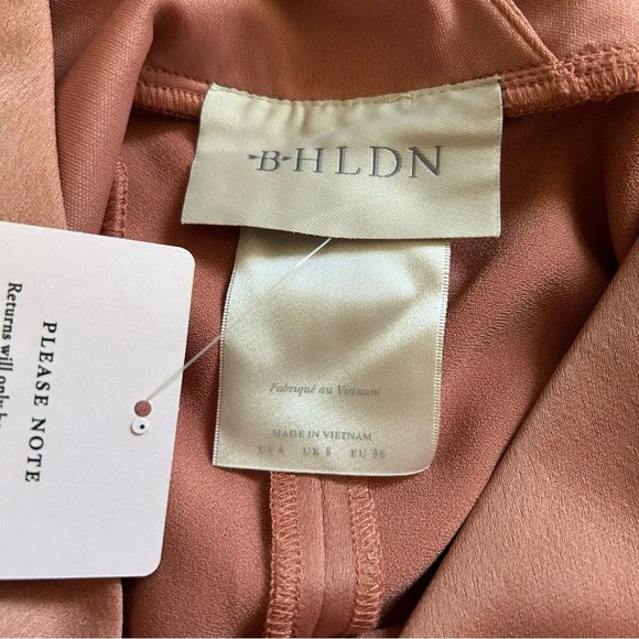 NWT BHLDN Piper V Neck Satin Gown Maxi Side Slit Sedona Size 4 - Picture 6 of 14